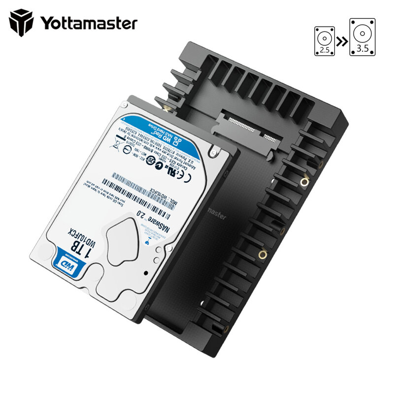 Yottamester 2.5 إلى 3.5 بوصة القرص الصلب العلبة دعم SATA2 / SATA3 HDDs و SSDs 7-15 مللي متر القرص الصلب قوس قرص صلب تخزين خليج