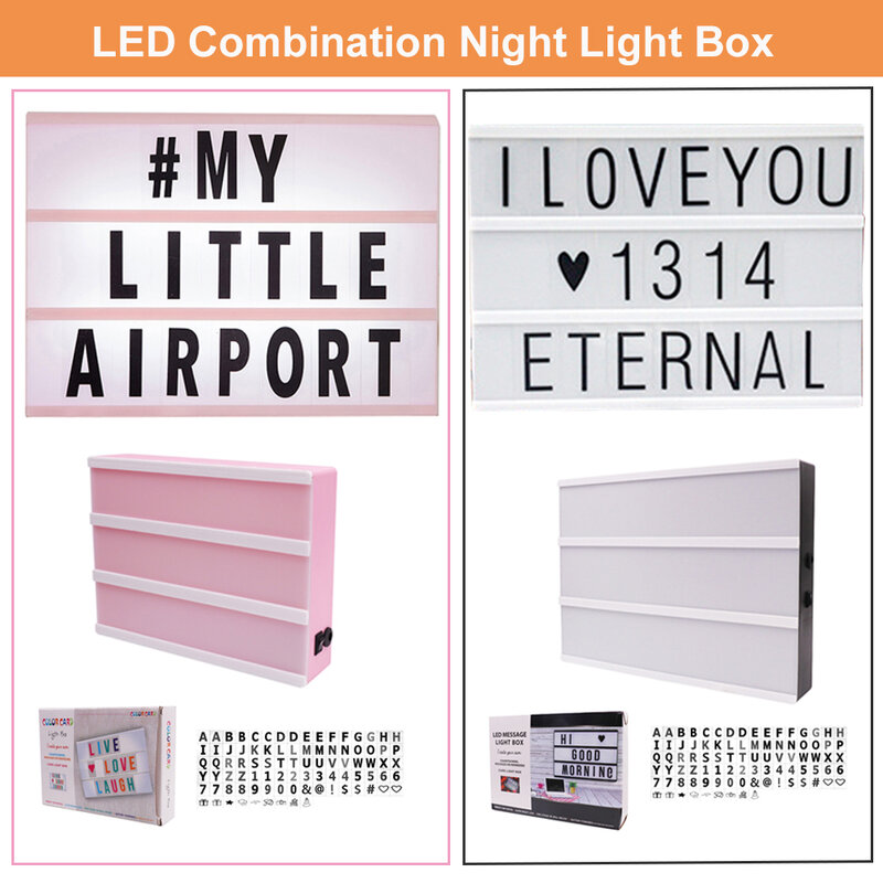 LED ليلة صندوق إضاءة بطاقة بطارية تعمل بالطاقة A4 A5 A6 رسالة/رقم/رمز بطاقات DIY بها بنفسك لحفل عيد ميلاد الديكور مكتب مصباح