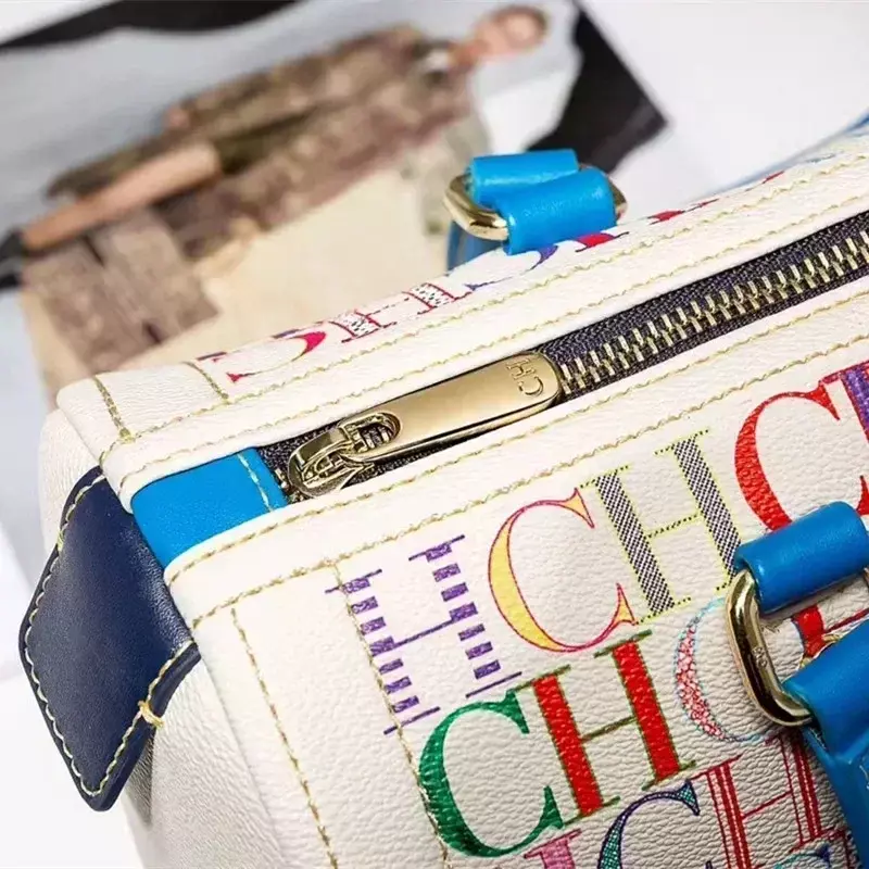 CHCH HCHC-حقيبة كتف جلدية أصلية ، جلد بقر حقيقي ، عبر الجسم ، سعة كبيرة ، بوسطن ، محفظة يد فاخرة ، جديدة ، مصمم