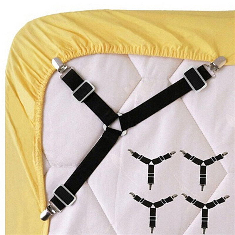 2 قطعة ورقة السرير مشابك كليب قابل للتعديل مثلث مطاطا الحمالات القابض حامل الأشرطة ورقة كليب لأغطية فراش