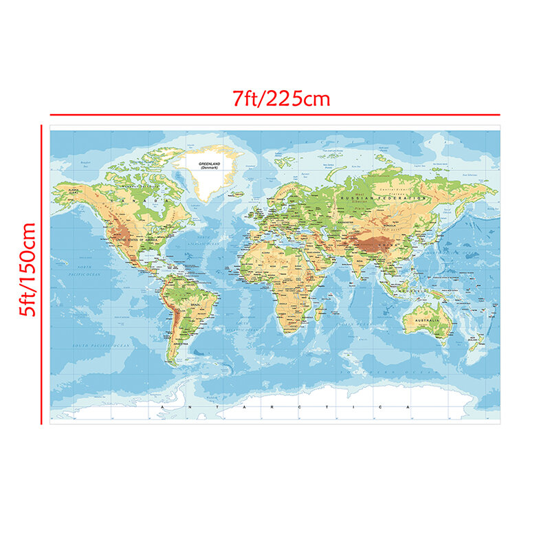 العالم غير المنسوجة ميركاتور خريطة الإسقاط دون بلد العلم والتعليم والثقافة ، 150x225cm