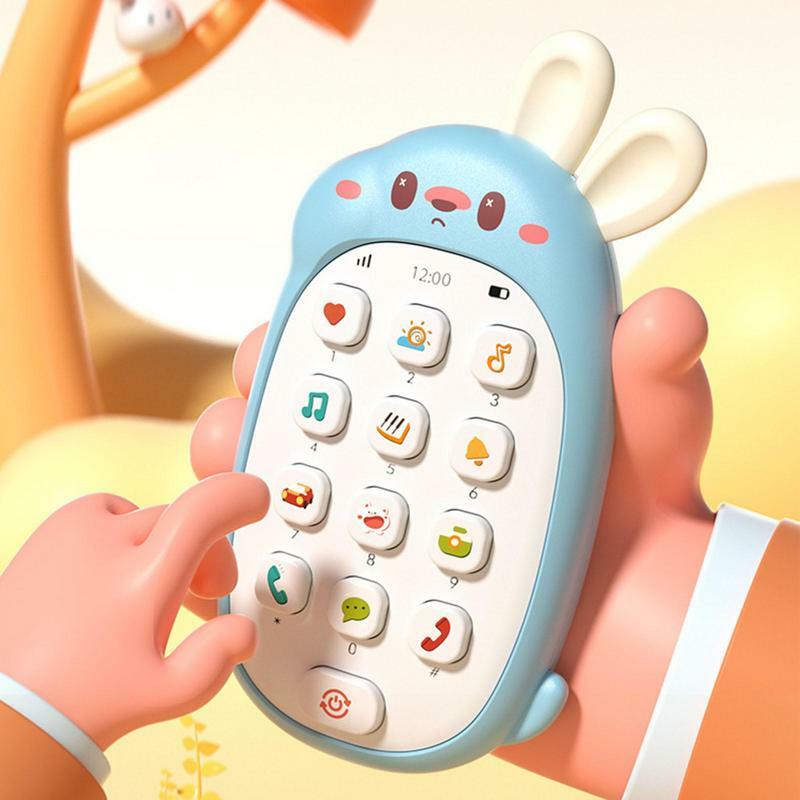 لعبة الهاتف الخليوي لطيف الأرنب شكل لعبة الهاتف مع مضغ الأذن بطارية تعمل بالطاقة لعبة تعليمية ثنائية اللغة متعددة الوظائف للأطفال