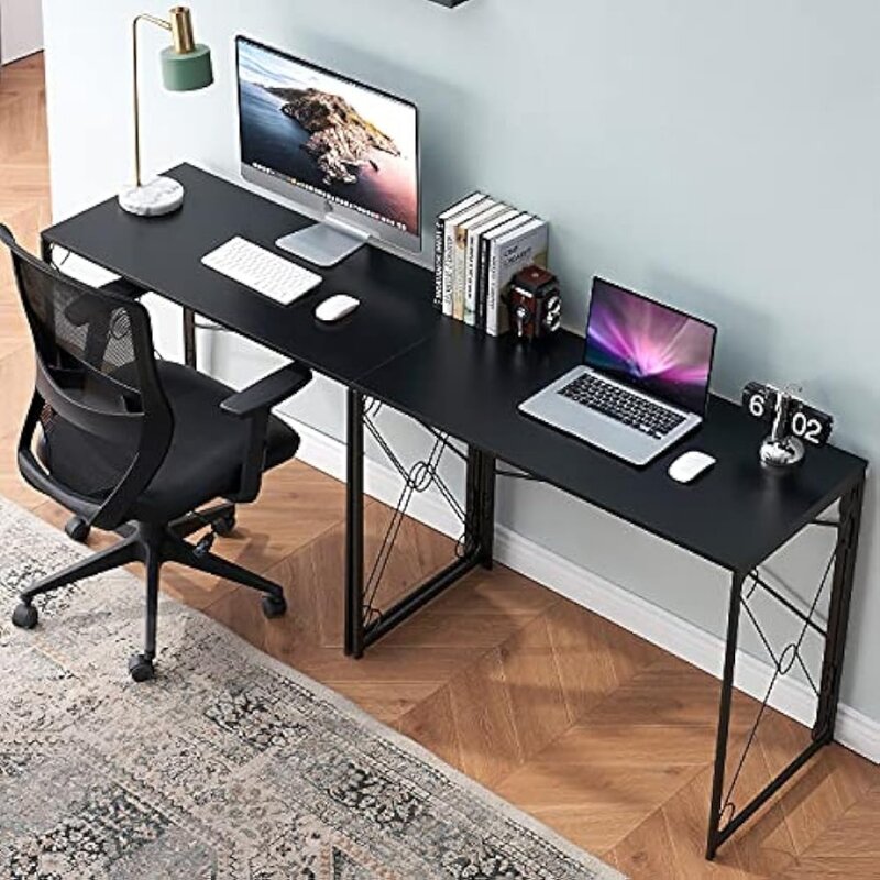 VECELO-مكتب كمبيوتر قابل للطي ، طاولة كمبيوتر محمول بسيطة ، محطة عمل مكتب منزلي للقراءة والكتابة ، لا حاجة للتجميع ، 39.4 بوصة