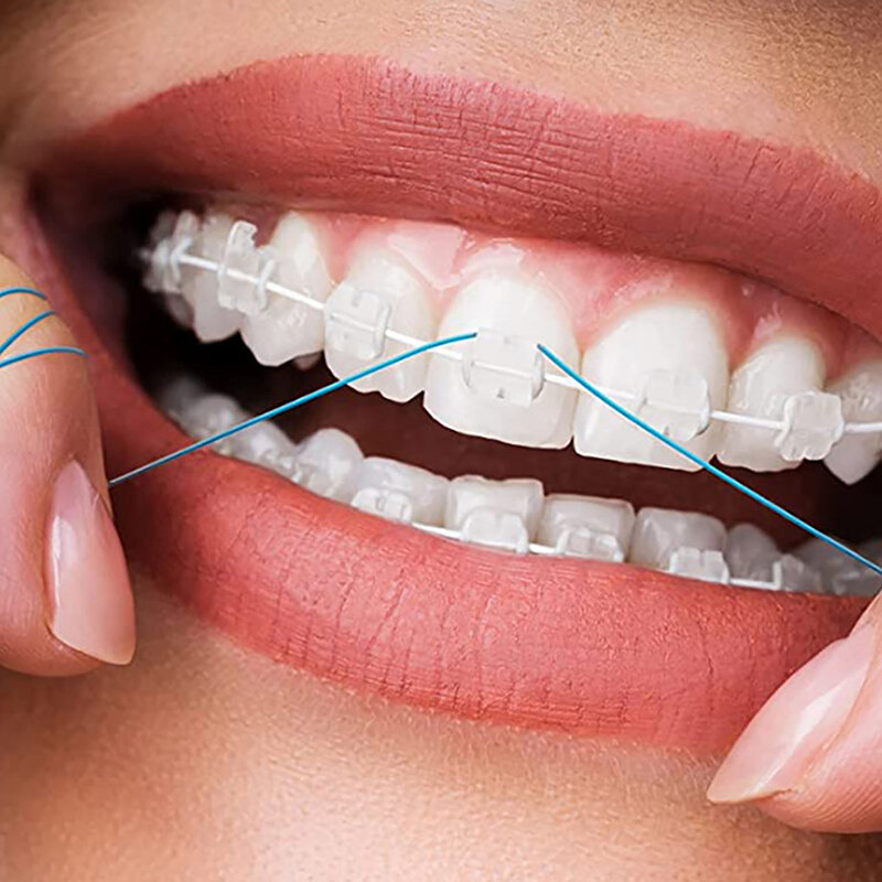 خيط تنظيف الأسنان ثلاثة لالأقواس تقويم الأسنان ، حامل الخيط الأسنان ، الأقواس الجر الجسر ، 35 قطعة ، 70 قطعة