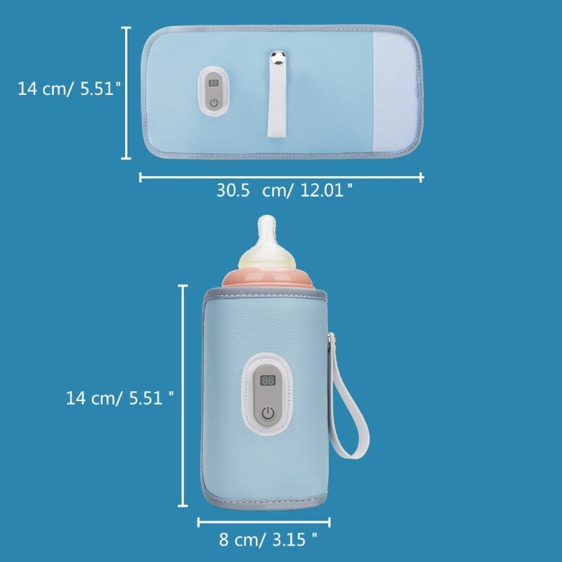 حافظة عازلة لزجاجة حليب الأطفال مزودة بمنفذ USB لزجاجة الرضاعة