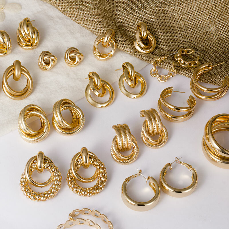 ZWC الذهبي الكبير هوب أقراط للنساء هندسية الرجعية متعددة العصرية قطرة القرط بيان الموضة Brincos 2022 مجوهرات