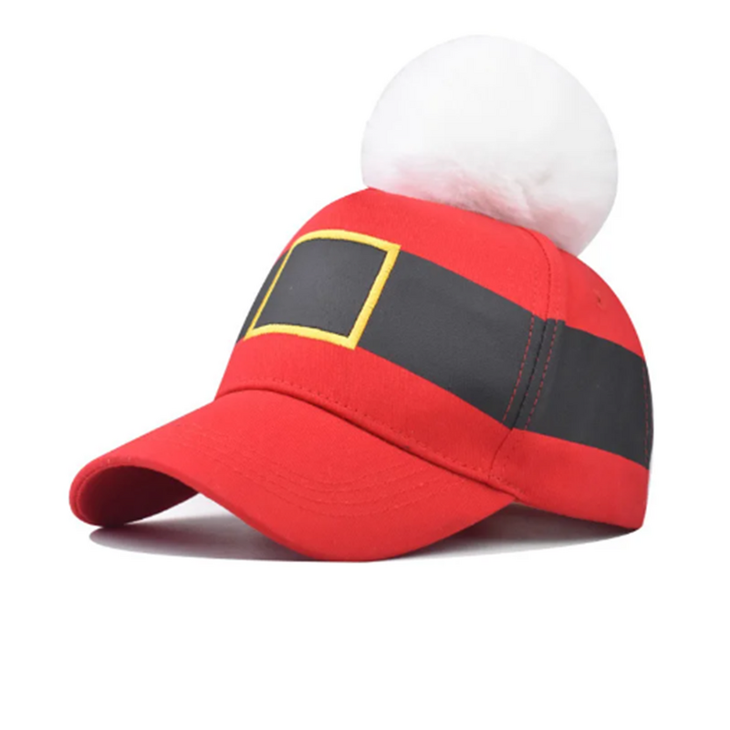 قبعة عيد الميلاد مع بوم بوم للرجال والنساء ، قبعة بيسبول مع كرة الشعر ، Snapback قابل للتعديل ، الرياضة في الهواء الطلق