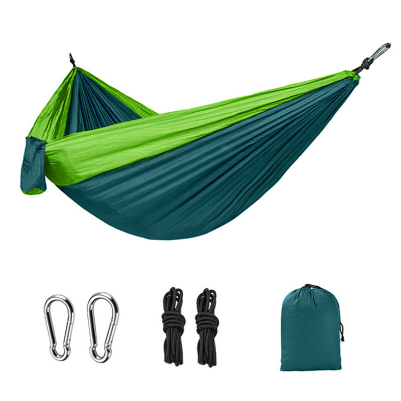 أرجوحة التخييم المحمولة في الهواء الطلق مع نسيج النايلون ، المظلة عالية القوة ، سرير معلق ، مطابقة الألوان ، شخص واحد