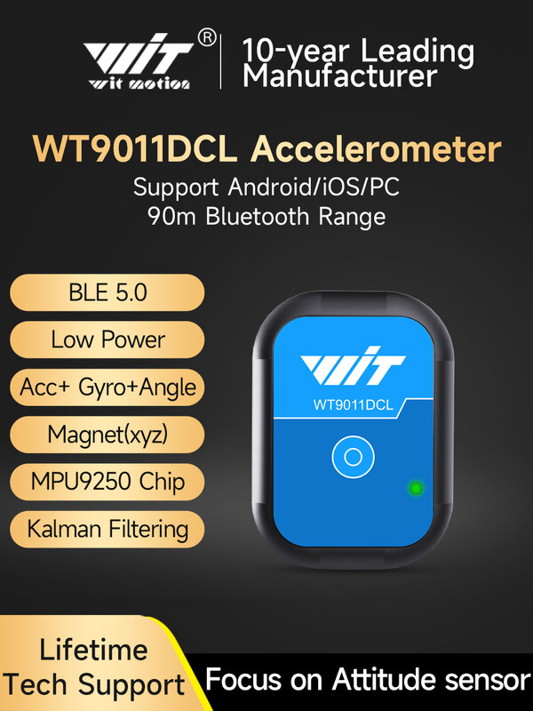 WitMotion WT901BLECL BLE 5.0 منخفضة الاستهلاك 3 محاور التسارع + جيروسكوب + مغناطيسي MPU9250 ل IOS/أندرويد ، 50 متر المدى