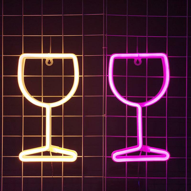 ضوء النيون الزخرفية للجدول ، والزجاج والنبيذ الإبداعي ، مصباح الديكور غير صارخ