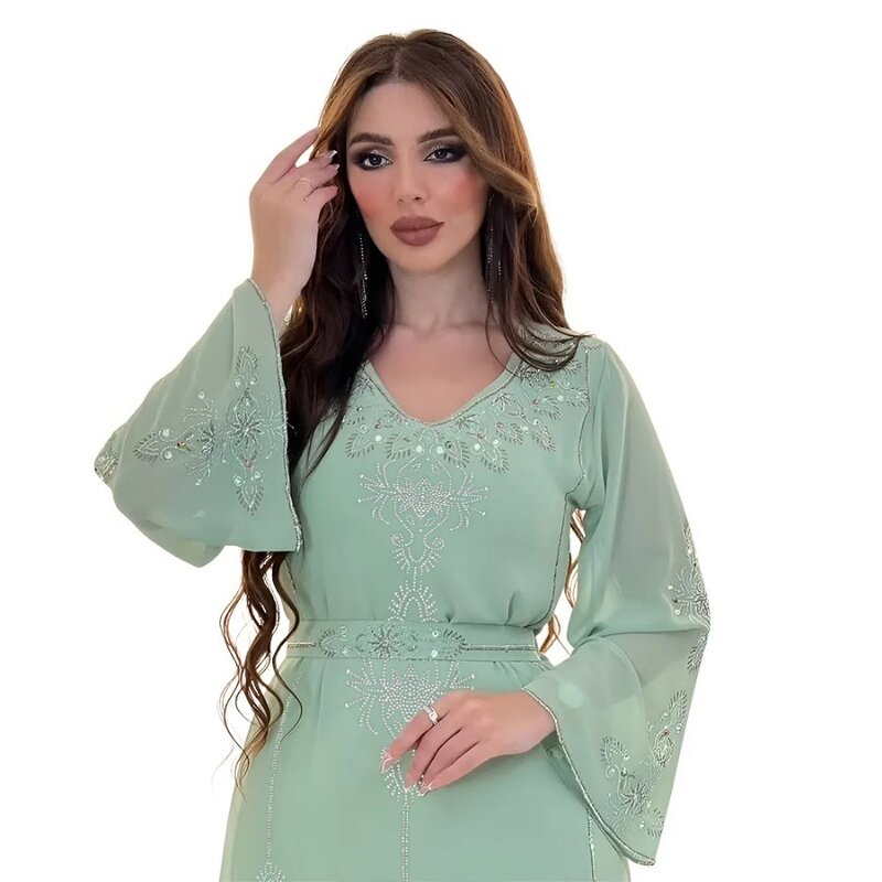 فستان قفطان شيفون ماسي للنساء ، العيد ، ثوب حفلة مغربي ، عباية ، رمضان ، دبي ، تركيا ، دبي