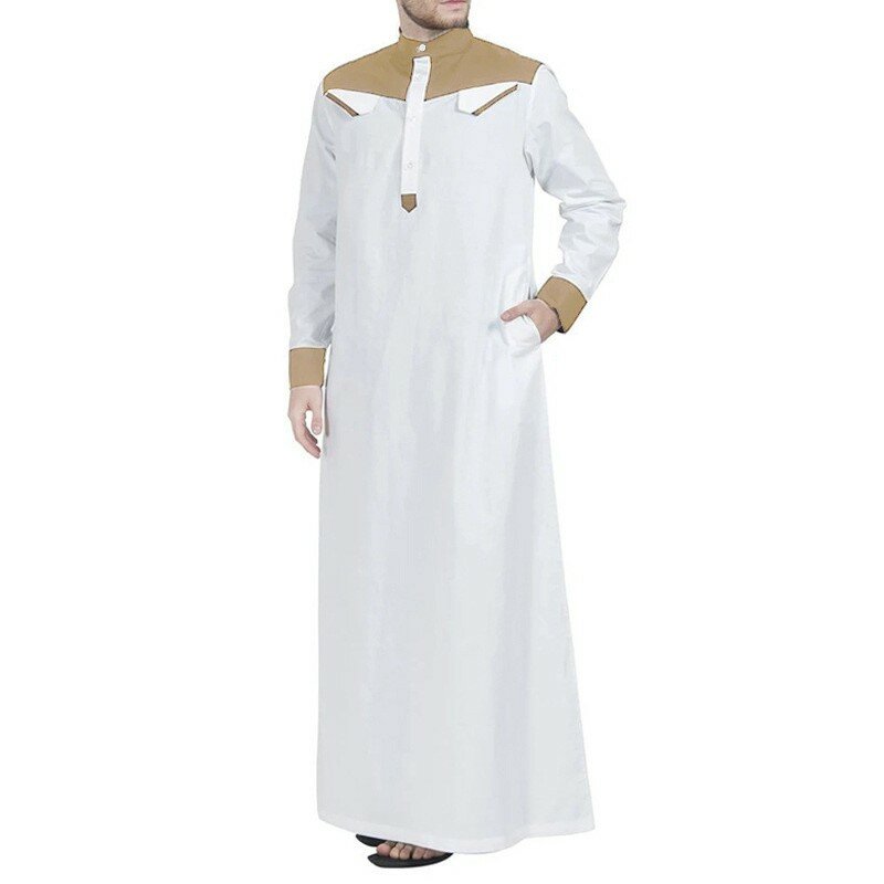 رداء مسلمي تقليدي للرجال ، فستان مسلم ، أكمام طويلة ، ثوب جوبا ، ملابس برقبة الماندرين ، الشرق الأوسط