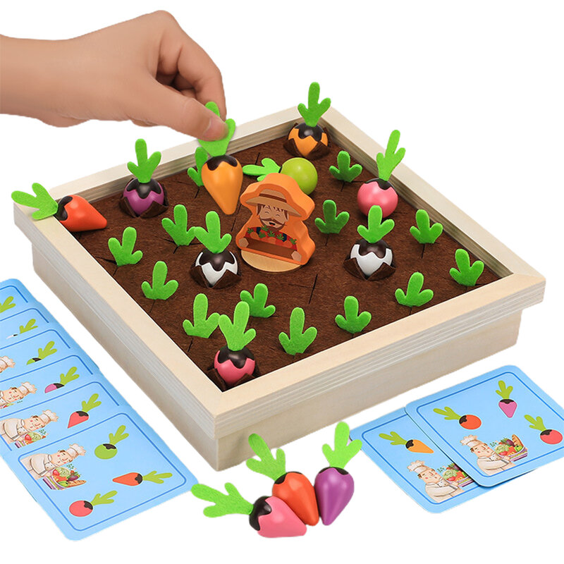 ألعاب خشبية الجزرة الحصاد لعبة ألعاب مونتيسوري للأطفال الصغار طفل بنين بنات شكل فرز مطابقة لغز ألعاب تعليمية