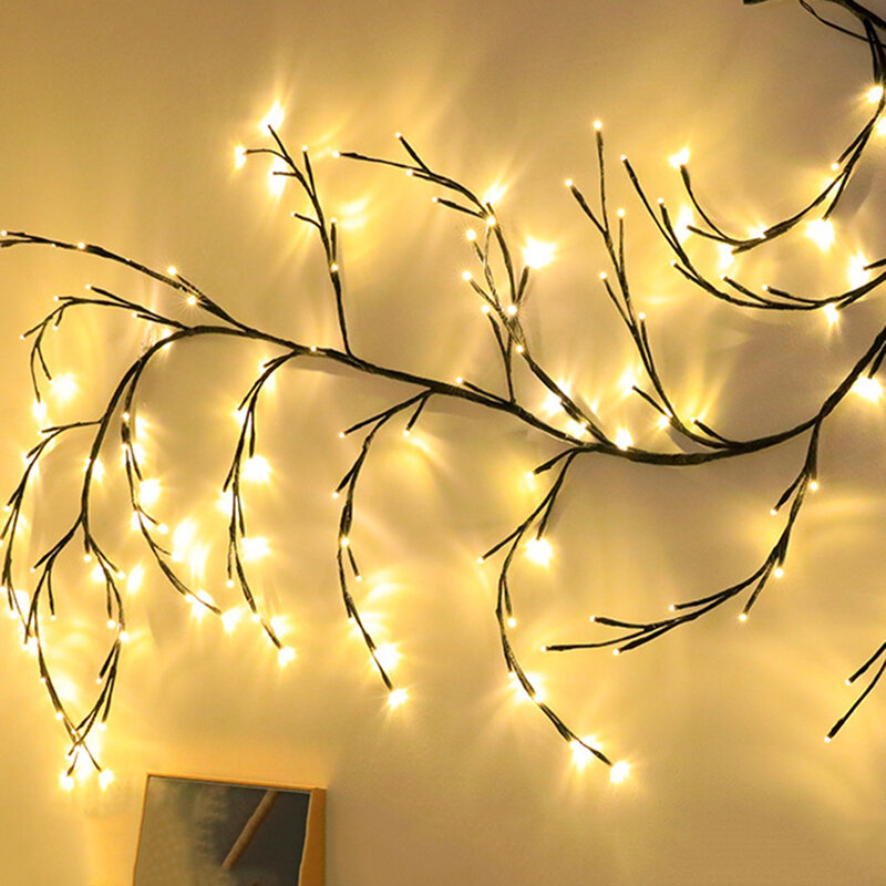 144 المصابيح 7.5FT فاينز مع أضواء عيد الميلاد جارلاند ضوء مرنة DIY بها بنفسك الصفصاف الكرمة فرع ضوء لغرفة جدار حفل زفاف ديكور