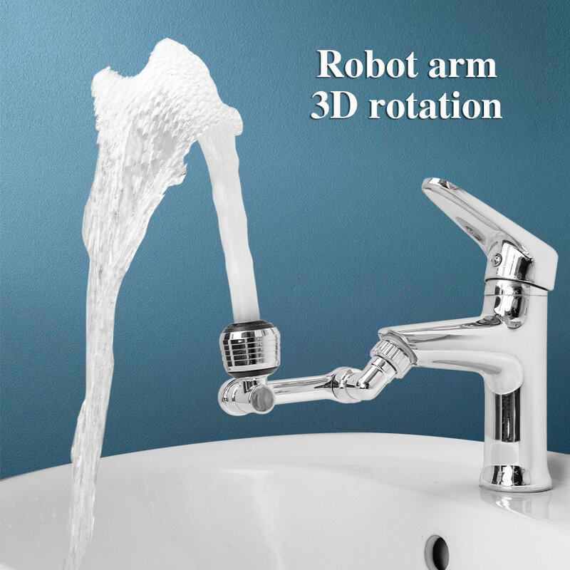 صنبور متعدد الأغراض قابل للتدوير 1080 درجة مهوية بلاستيك موسع لتصفية الفقاعات فوهة ذراع روبوتية للحمام المطبخ