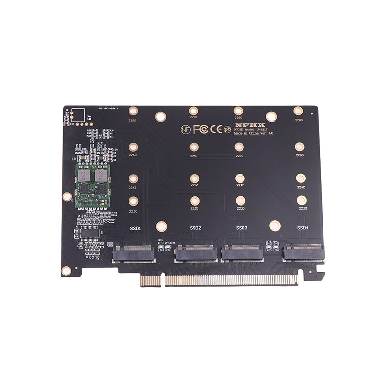 1 مجموعة من 4 منافذ M.2 NVMe SSD إلى PCIE X16M مفتاح القرص الصلب محول قارئ بطاقة التوسع ، 4X32Gbps سرعة نقل (PH44)