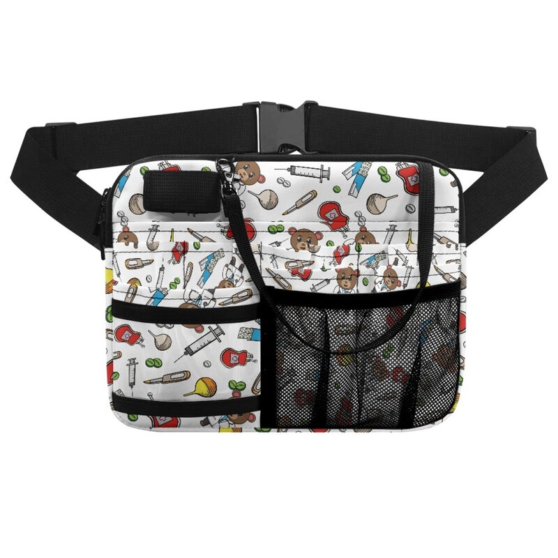 حقيبة ظهر للممرضات فاني حزام طبي حقيبة خصر متعددة الجيوب بتصميم رسوم متحركة لطيفة حقيبة خصر قابلة للتعديل