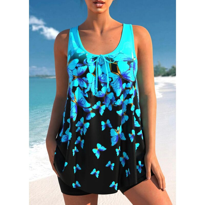 ملابس سباحة نسائية مطبوعة للشاطئ ، بيكيني مثير ، تانكيني ، مكشوف الكتفين ، بدلة من قطعتين ، الصيف ،