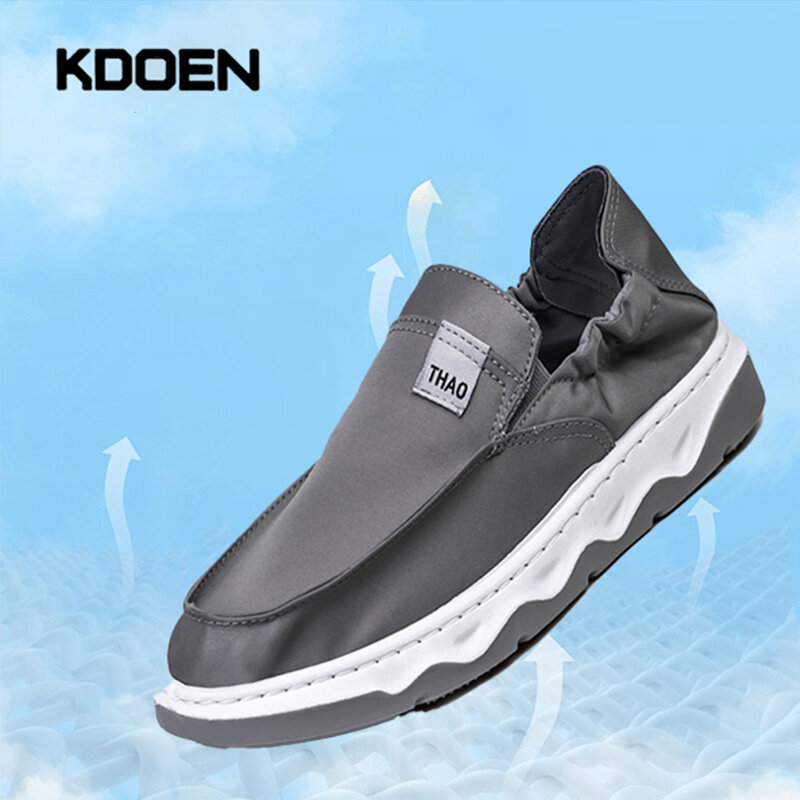 أحذية قماشية للرجال من KDOEN بنعال ناعمة ، أحذية كاجوال تسمح بمرور الهواء ، أكمام انزلاقية مريحة ، أحذية قماشية للرجال ، أحذية قماشية من الحرير
