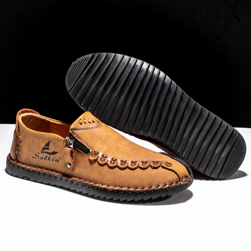 فليلاند رائجة البيع الأحذية الجلدية الأصلية للرجال أحذية جلدية عادية مريحة للتنفس في الهواء الطلق أحذية رياضية القيادة