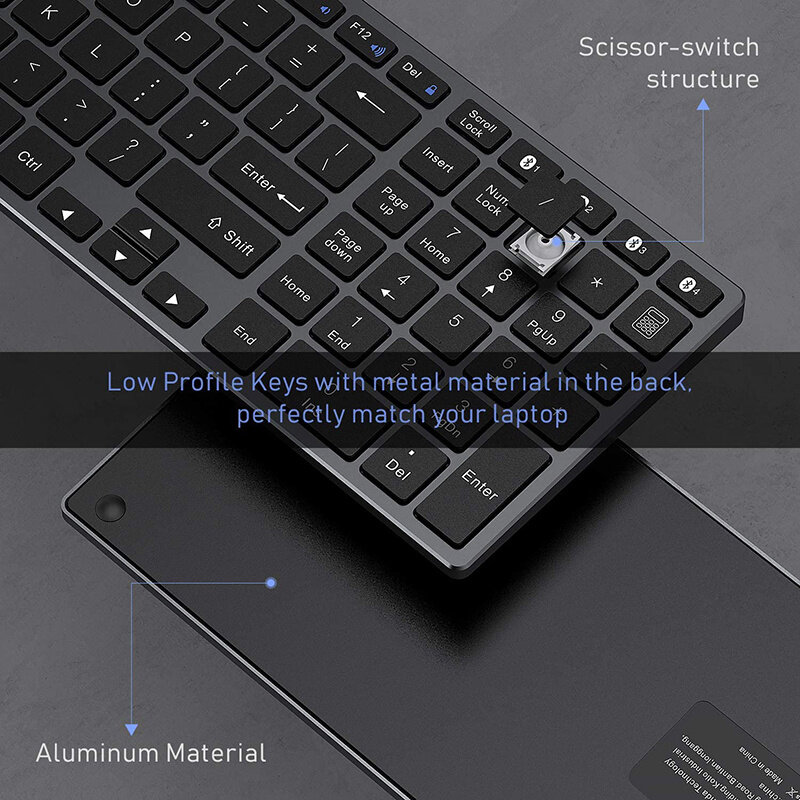 الألمانية الإسبانية/ازرت لوحة المفاتيح اللاسلكية بلوتوث لوحة المفاتيح القابلة لإعادة الشحن متعددة الأجهزة لوحة المفاتيح اللاسلكية لماك ios ويندوز
