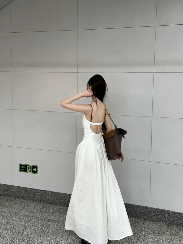 فستان نسائي أبيض متوسط الطول ، فساتين مثيرة بدون حمالة عارية الذراعين ، Y2k E-Girl ، خصر مرتفع ، جديد