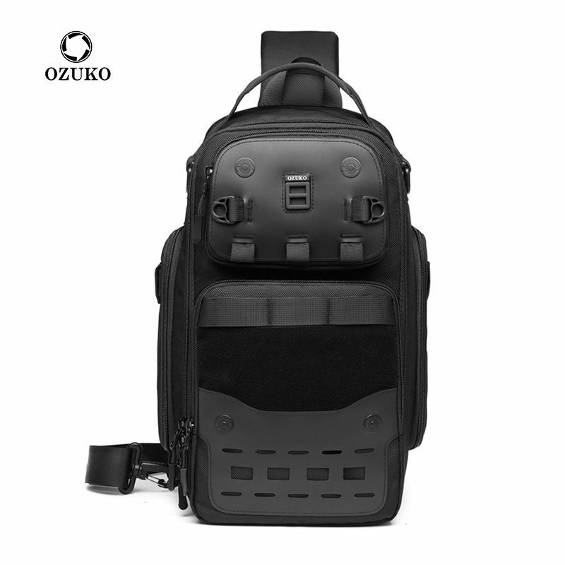 OZUKO-حقيبة صدر تكتيكية مقاومة للماء للرجال ، الرياضة في الهواء الطلق ، حقيبة كتف للذكور ، حقائب حبال متقاطعة مع الجسم ، جودة عالية