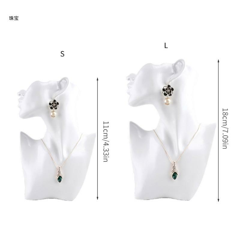 X5QE حلقات قلادة مريحة حامل عرض على شكل عارضة أزياء لمحبي المجوهرات
