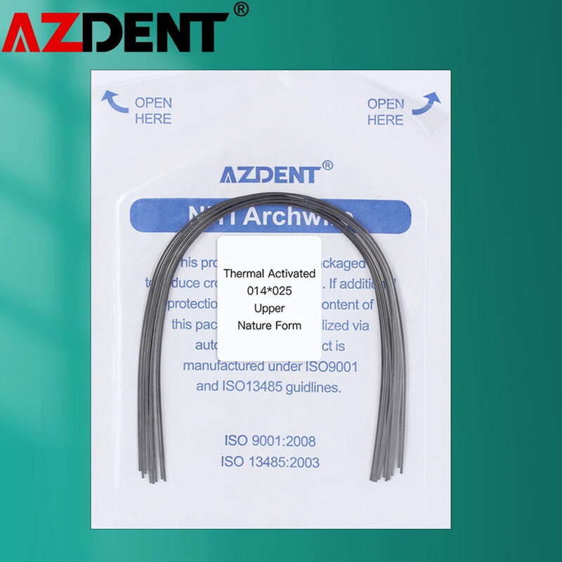 AZDENT 10 قطعة/الحزمة تقويم الأسنان Niti الحرارية المنشط مستطيلة قوس الأسلاك الطبيعية