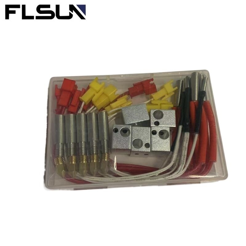 FLSUN-Q5 ملحقات طابعة ثلاثية الأبعاد ، أجزاء Hotend ، سخان خرطوشة ، أجهزة استشعار درجة الحرارة ، كتلة التدفئة فوهة ، أنبوب كسر الحرارة الحلق