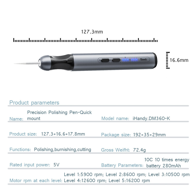 Qianli ihand DM360-K الذكية الكهربائية تلميع القلم ذكي لاسلكي طحن الحفر نحت التفكيك شحن القلم