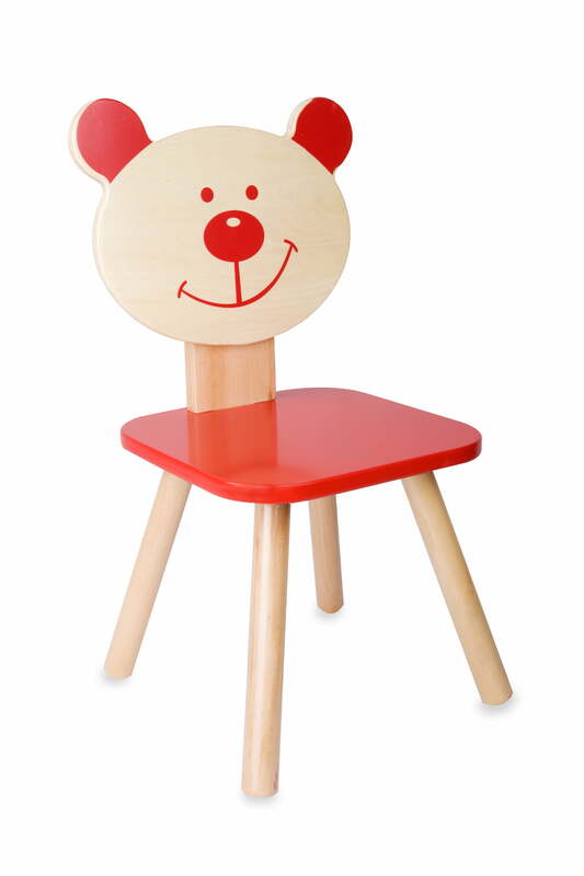 كرسي دب خشبي ، كرسي أحمر ، كرسي