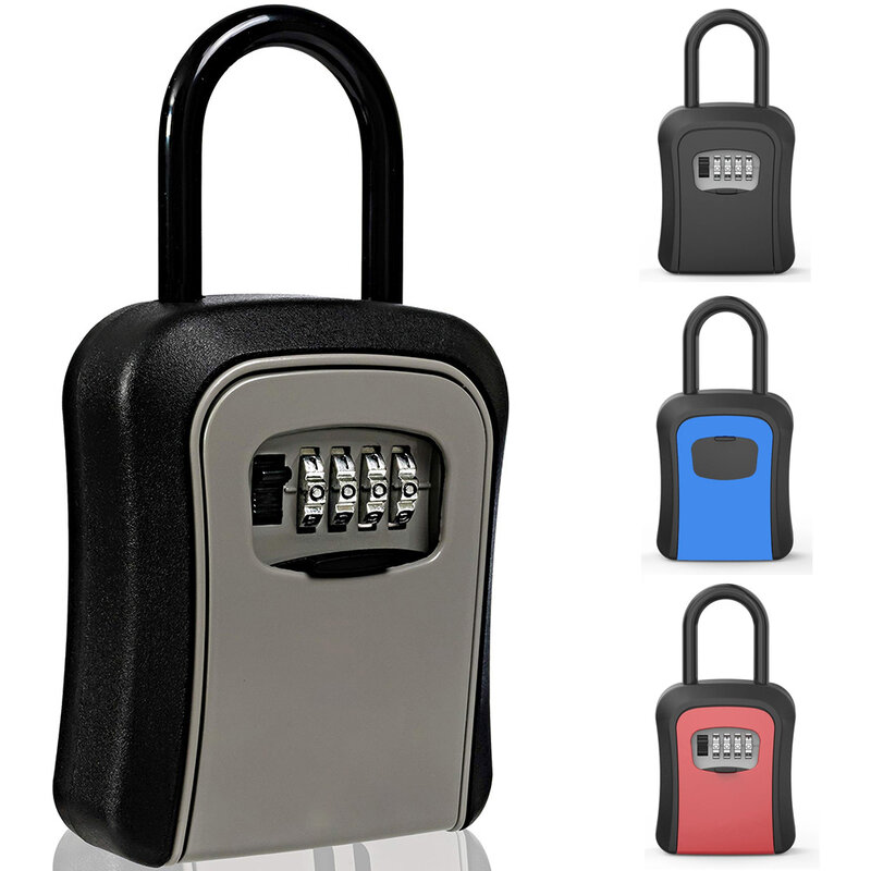 صندوق تخزين مفتاح مثبت على الحائط ، صندوق قفل مفتاح محمول ، 4 تركيبة أرقام ، صندوق قفل أمان ، رمز قابل لإعادة التثبيت ، صندوق قفل آمن للمنزل