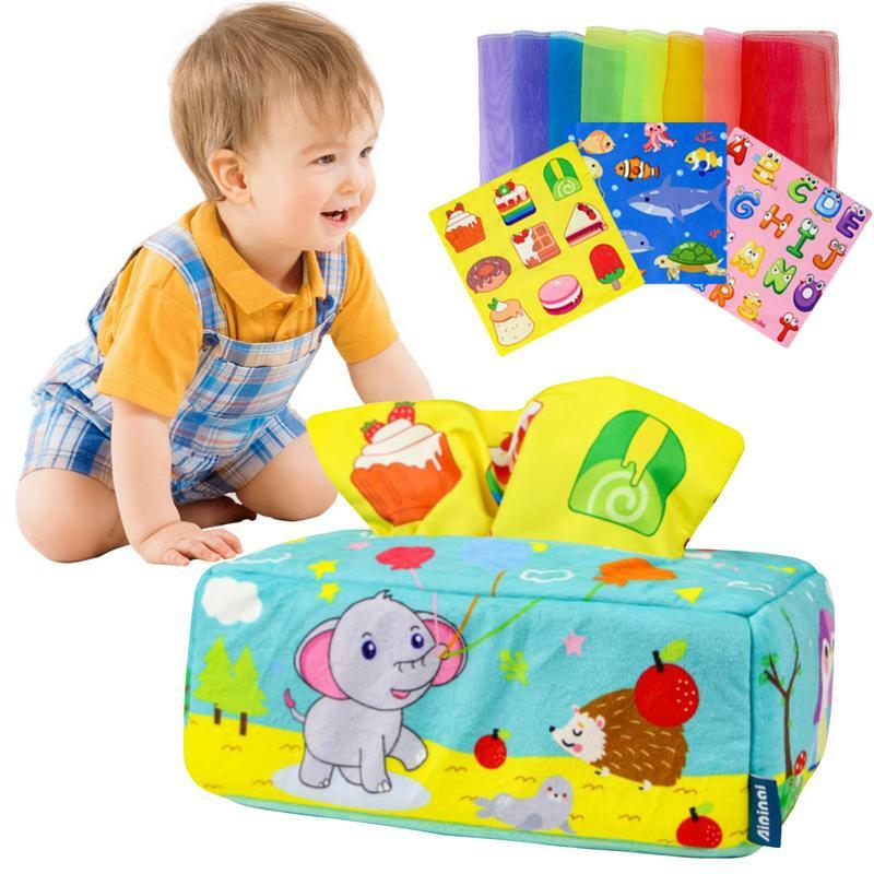 لعبة صندوق الأنسجة الحسية لحديثي الولادة ، التعرف على الألوان ، التعلم في مرحلة ما قبل المدرسة ، لعبة للسفر ، المنزل ، التخييم ، السيارة