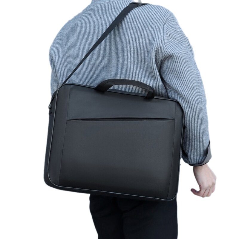 حقيبة كمبيوتر محمول مريحة وواسعة حقيبة كتف للكمبيوتر مع جيوب وأقسام متعددة للعمل والاستخدام اليومي