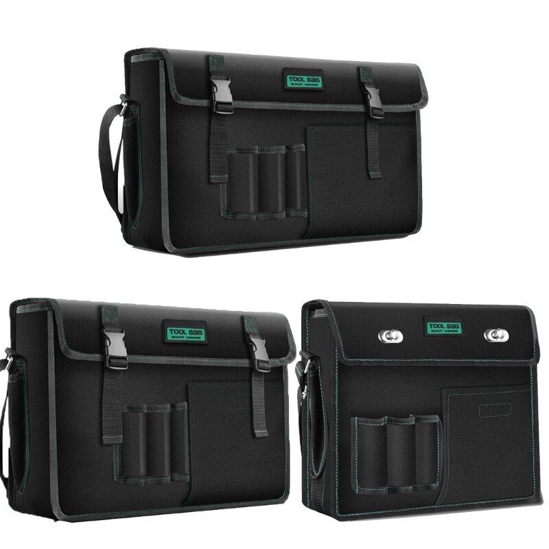حقيبة أدوات قماش متينة مع حزام كتف سعة كبيرة وحقيبة تخزين منظمة للأدوات اليدوية/الكهربائية دروبشيب