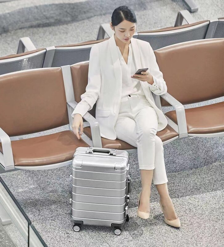 شاومي Mi حقيبة سفر معدنية 2 مقاوم للماء عربة حقيبة عالية السعة الصعود الأمتعة مع قفل TSA للمتعة في الهواء الطلق