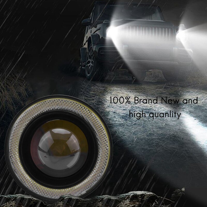 العالمي سيارة الملاك العين أضواء الضباب ، Cob Cob المصابيح الأمامية ، الأبيض تشغيل أضواء ، 3.5 "، 6 قطعة