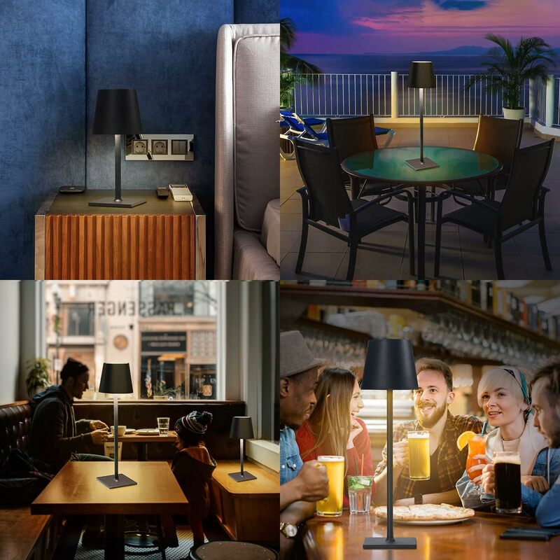 مصابيح طاولة ليد لاسلكية ، 3 ألوان تعتيم بدون خطوات ، USB قابلة لإعادة الشحن ، مصباح مكتبي لغرفة النوم ، للزوجين ، العشاء ، مكتب ، مقهى ، غرفة الطعام