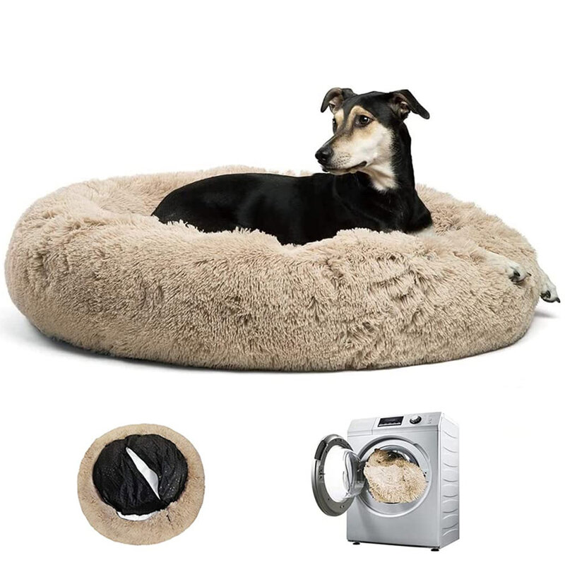 سرير كلب كبير مستديرة أفخم الكلب وسادة سرير للكلاب متوسطة كبيرة شتاء دافئ بيت حيوانات أليفة أريكة لينة سرير للقطط قابلة للإزالة سرير كلب s حصيرة