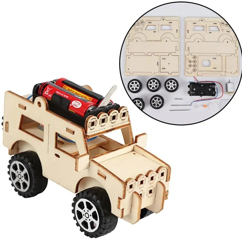 تجربة العلوم سيارة كهربائية تجميع عدة خشبية ألعاب تعليمية للأطفال التكنولوجيا نموذج بناء التعلم Brinquedos