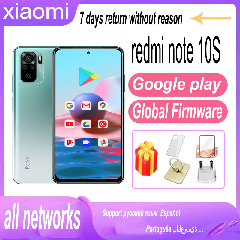 هاتف ذكي Xiaomi-Redmi Note 10S ، برنامج ثابت عالمي ، 4G ، "، MediaTek G95 ، Android 11 ، 33W