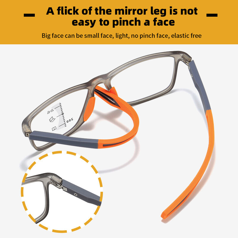 Zilead New TR90 Sports Progressive Multifocal Reading Glasses Women Men HD Anti-blue Light Near And Far Presbyopic Eyewear +1+4