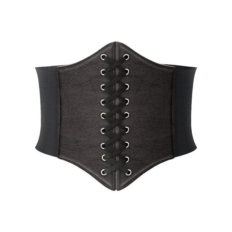 عالية الخصر مشد الشرير الأسود حزام عريض التخسيس أحزمة الجسم بولي Leather جلدية للنساء مطاطا حزام الإناث Cummerbunds