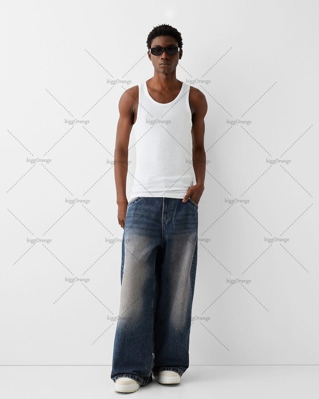 سراويل حريمي عتيقة ، جينز عصري كبير الحجم ، تطريز بحروف شخصية ، خصر مرتفع ، ساق واسعة ، مستقيم ، كاجوال ، Y2K