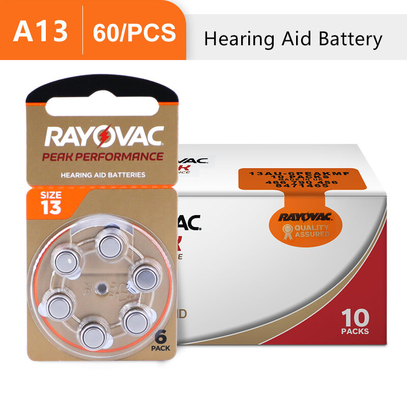 أجهزة مساعدة في السمع صغيرة بطارية A13 PR48 عالية الأداء RAYOVAC الذروة بطاريات الهواء الزنك أجهزة السمع الاستماع دروبشيبينغ