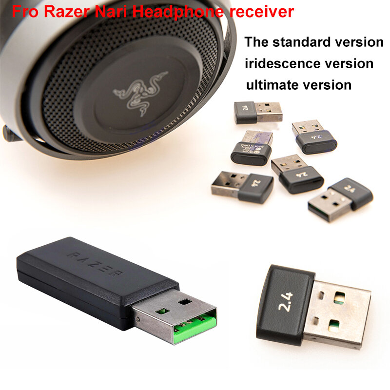 ملحقات بديلة لاستقبال جهاز استقبال USB 2.4G مع سماعات الألعاب اللاسلكية Razer Nari النهائية/الأساسية/التقزح اللوني
