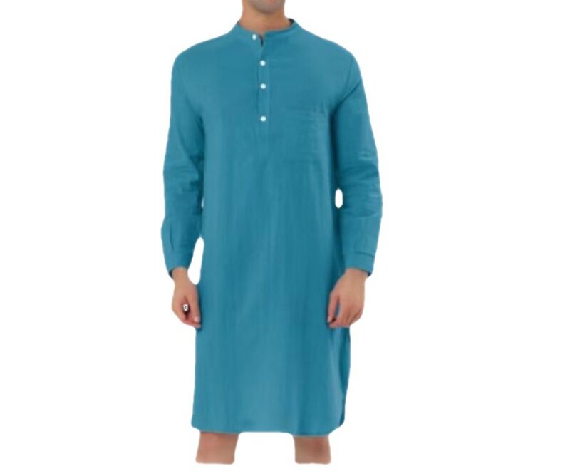قميص رجالي بجيب بسيط على الطراز العربي رداء مسلم جوبا ثوب موضة ملابس رجالية موضة إسلامية غير رسمية