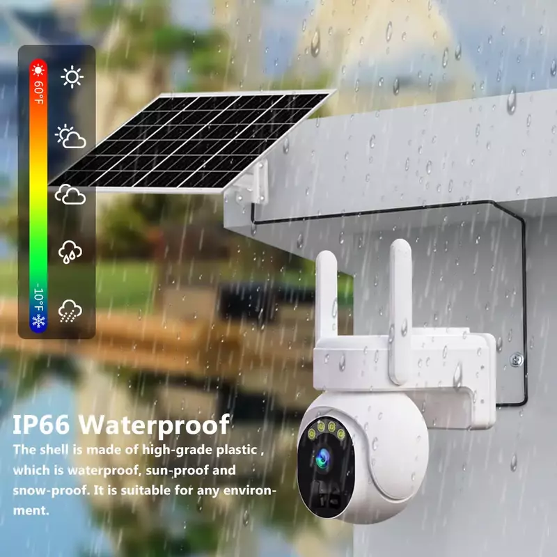كاميرات مراقبة PTZ بالطاقة الشمسية ، لاسلكية ، تتبع بشري PIR ، CCTV ، HD ، خارجية ، IP66 ، مقاومة للماء ، بطارية 5MP ، mAh