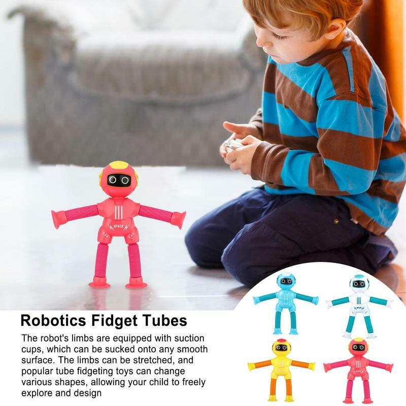 الروبوتات-أنابيب البوب للأطفال والكبار ، أنابيب البوب الروبوت تلسكوبي ، شكل اللعب الخيالي ، لعبة الروبوتات المتغيرة ، هدايا الحفلات ، 4 قطعة